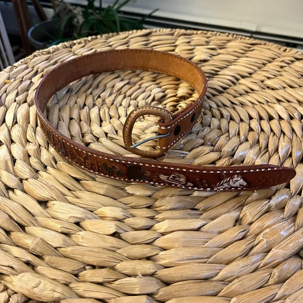 Kid’s Brown Western Print Belt Made in Mexico Size 22